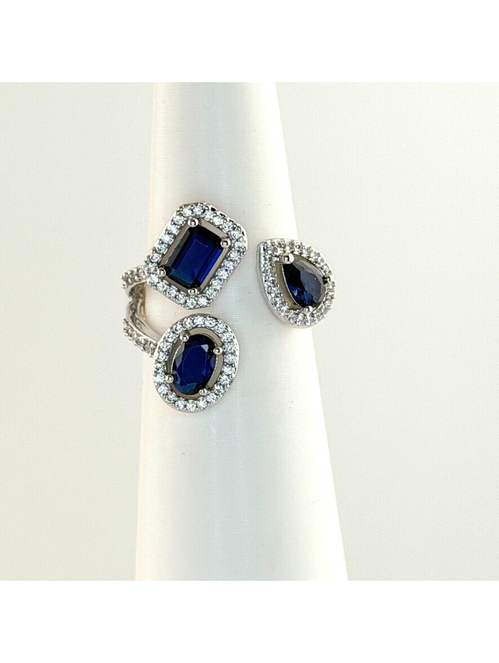 Bomb Party September Size 6 “Old Money Mood” Lab Created Sapphire on Rhodium